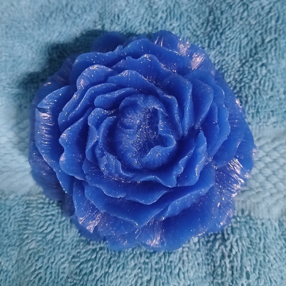 Blue Resin Rose Flower Paperweight Art Decor